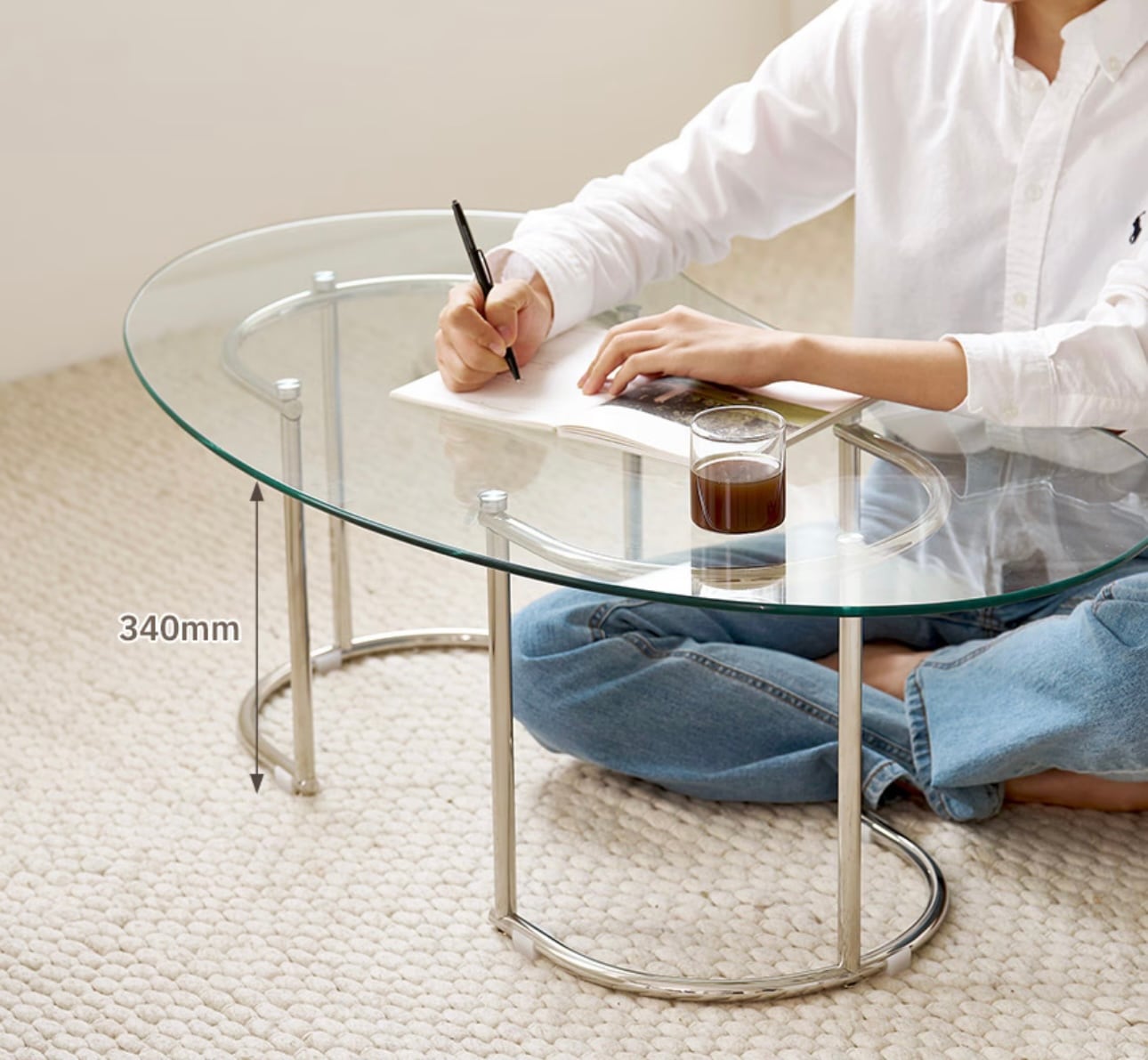 peanut glass table 1000 / ピーナツ ガラス テーブル ソファ リビング