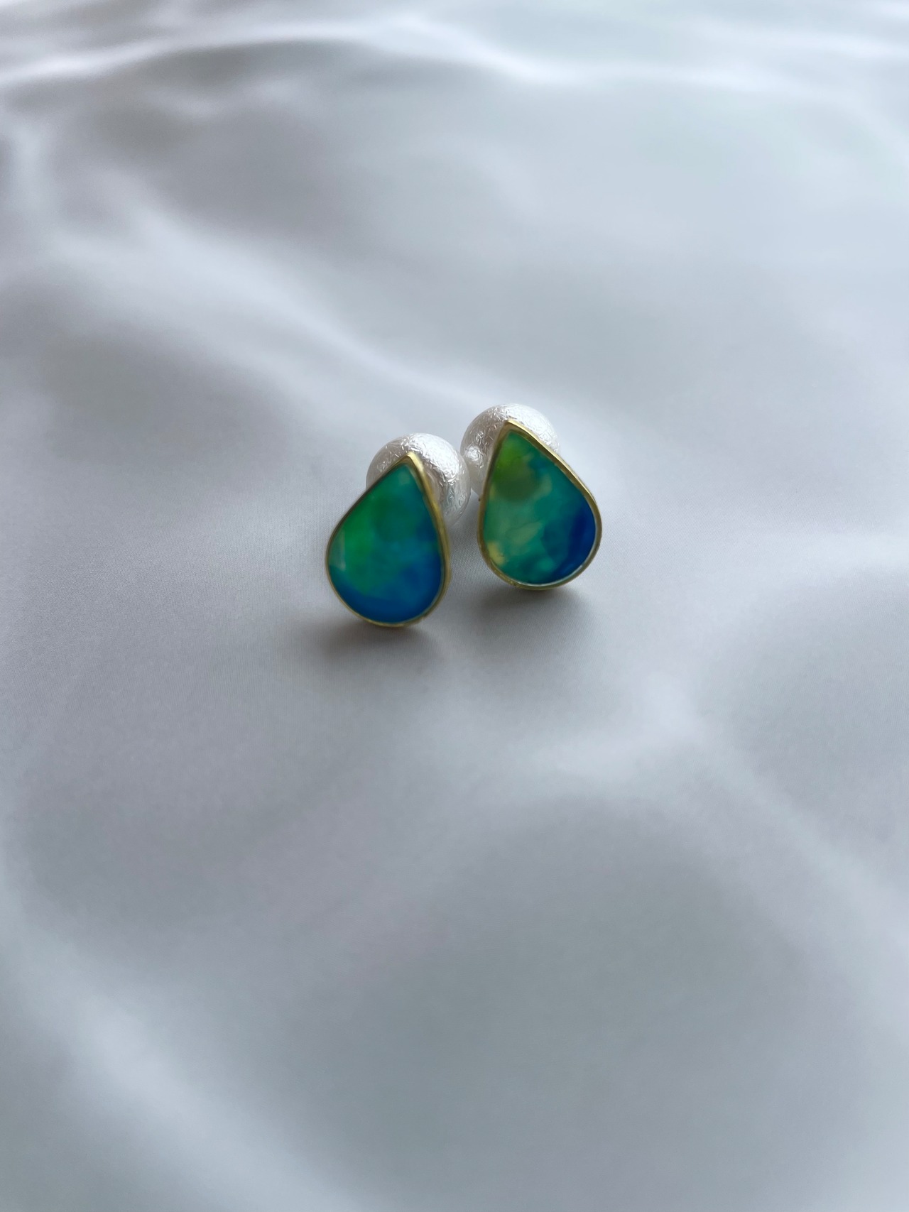 海洋プラスチック・パール付きピアス　PP-04