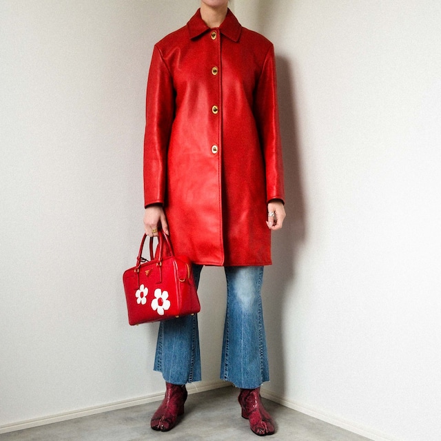 00's "miumiu"leather coat