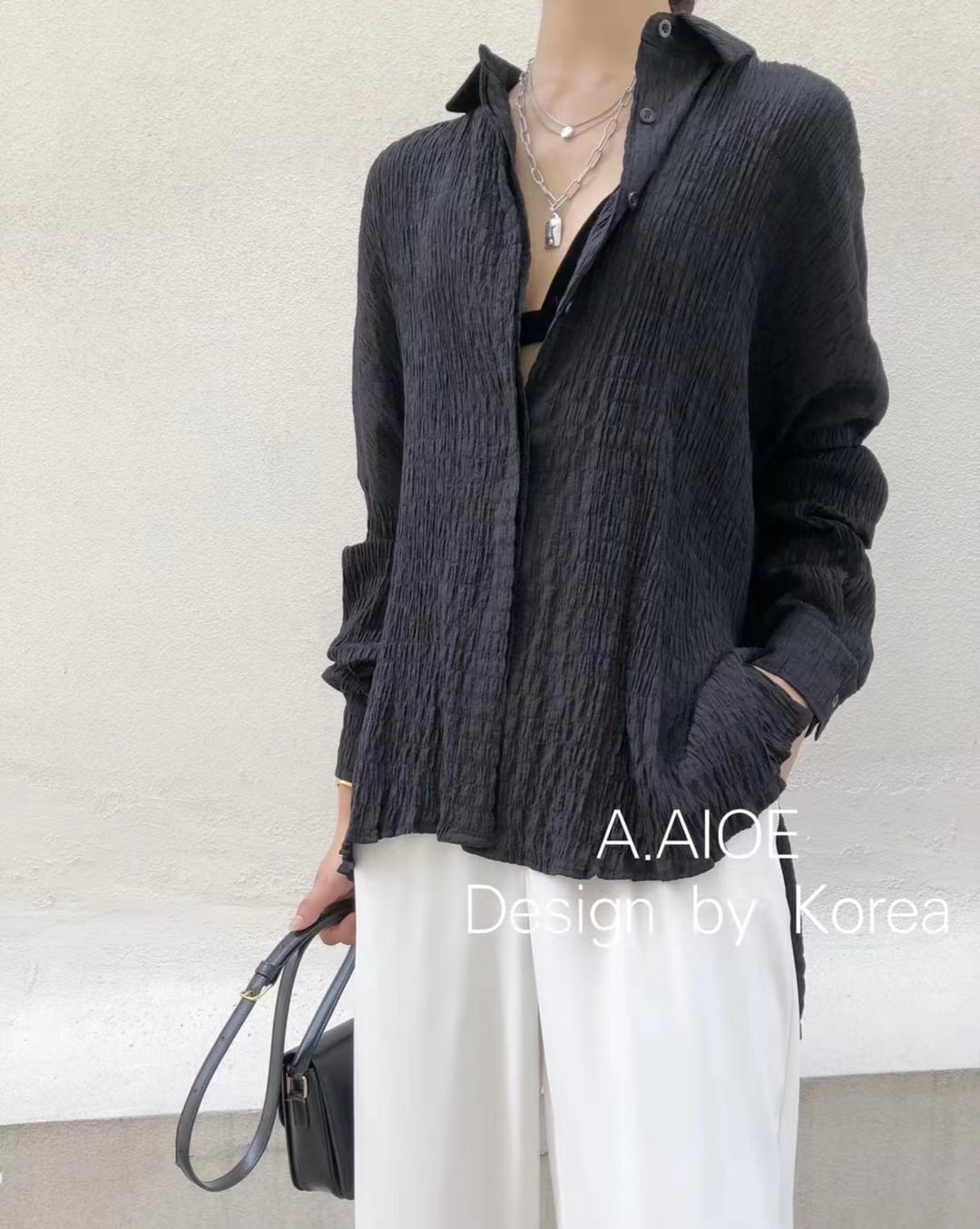 シワ加工　オーバーシャツ　AJ33167-5079