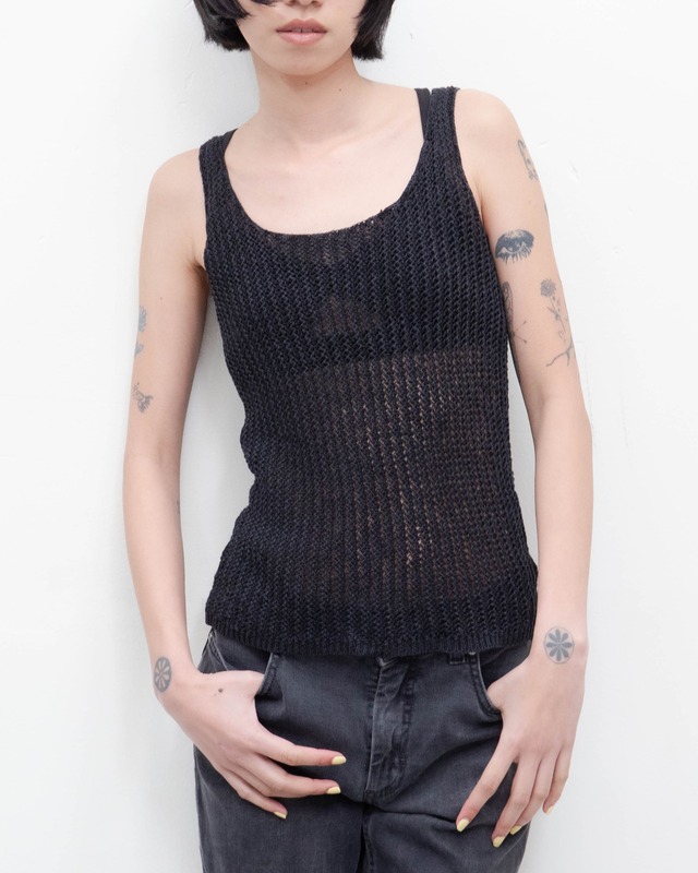 2000s DKNY - open-knit linen tank top