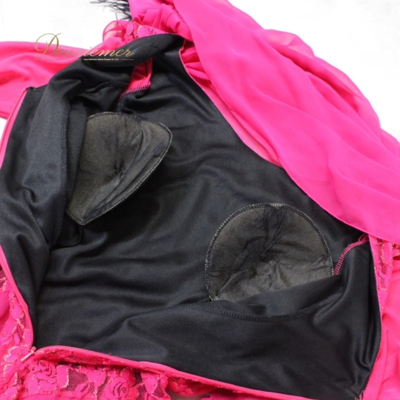 社交ダンス 衣装 スタンダード ドレス ワンピース パーティ衣装 レディース オールシーズン 黒 花柄 prima boutique プリマブティック ピンク系 ブラック系 レース フロート マゼンダピンク フロート付き 伸縮性 有り 軽やか 洗練 可愛い