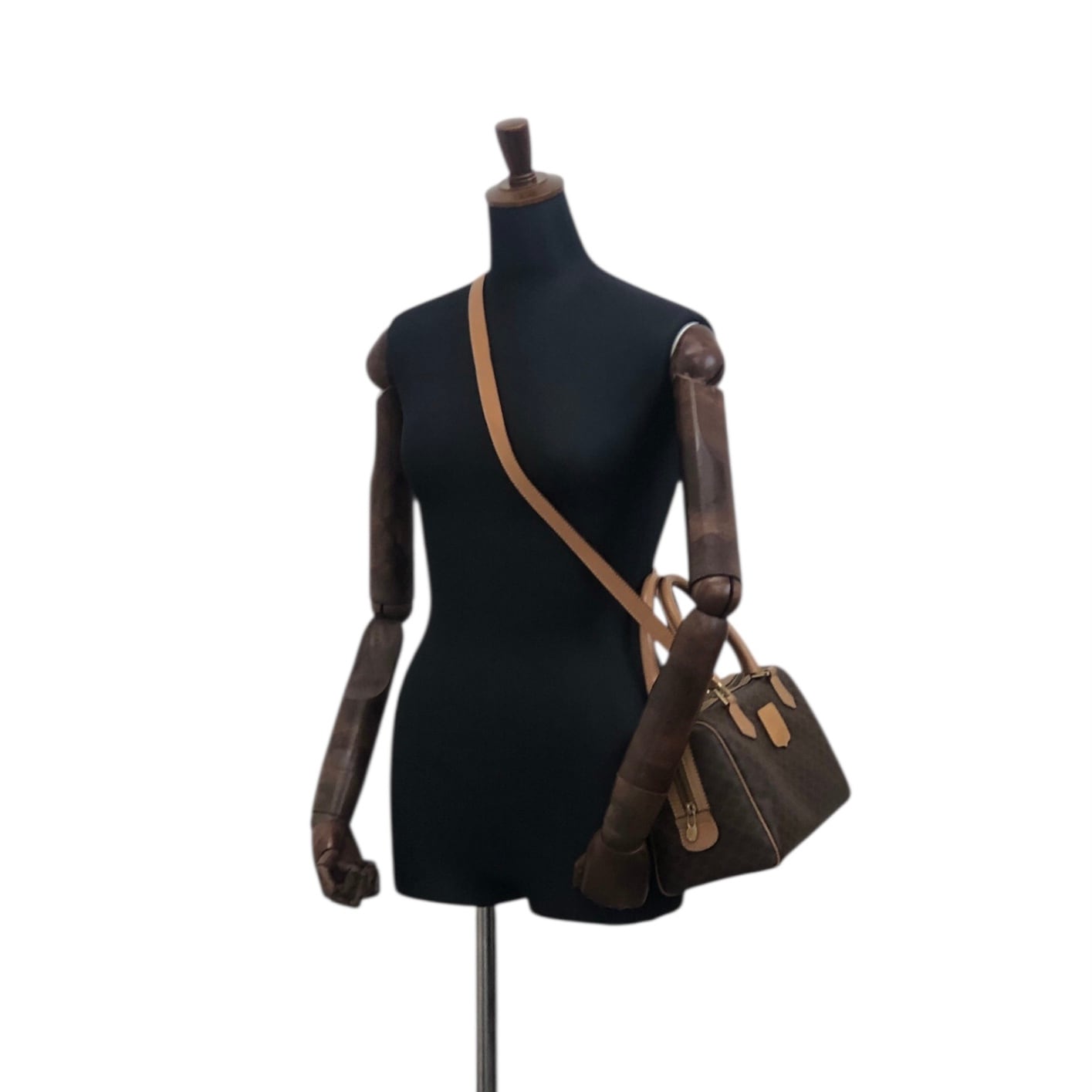 CELINE セリーヌ マカダム ハンドバッグ ブラウン ブラゾン型押し PVC