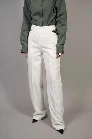 WAIST SLIT PANTS   (WHITE) 2302-94-140