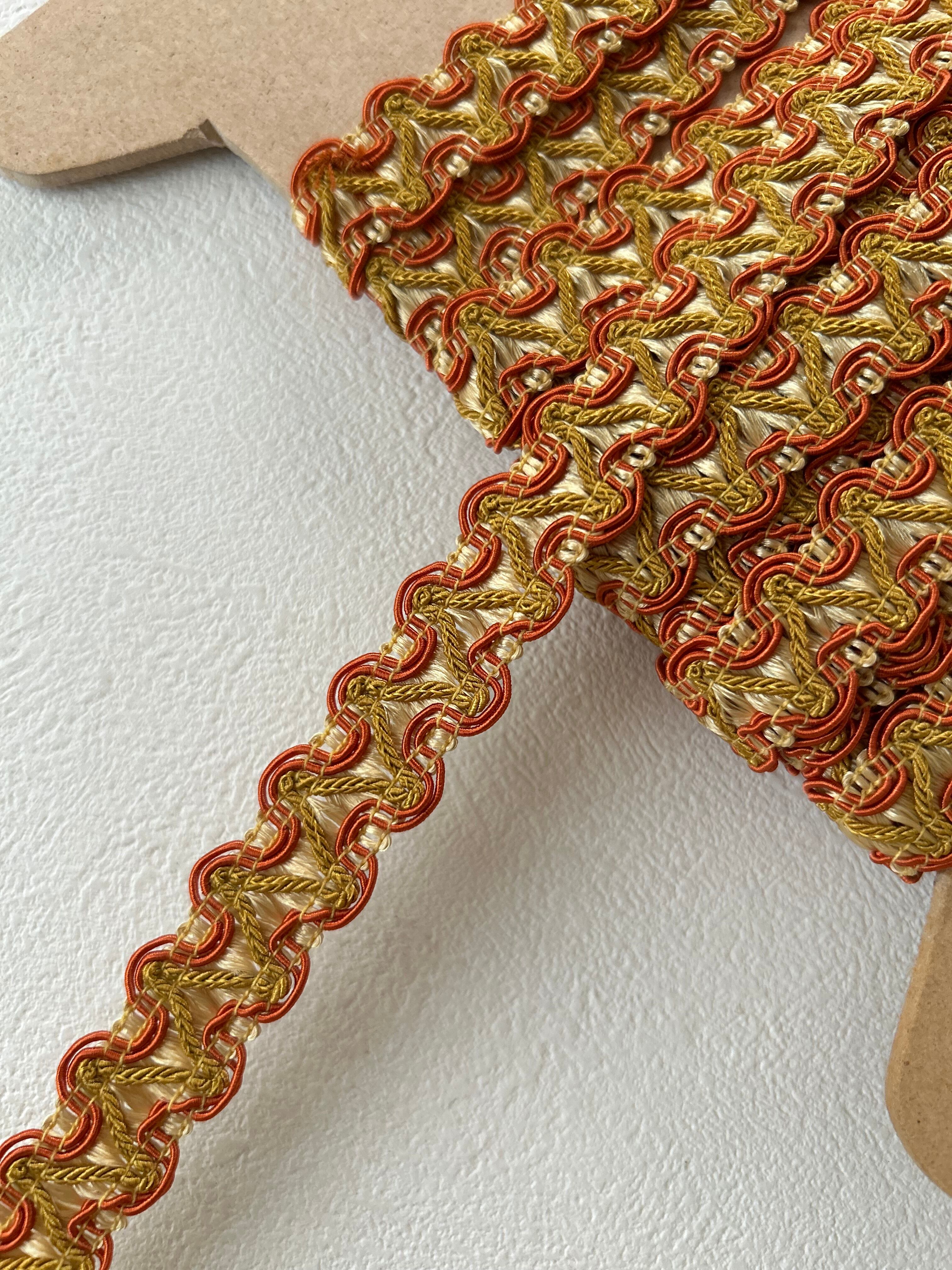 輸入デザインブレード フランス マスタードイエロー×オレンジ 18mm 50cm/カット単位 カルトナージュ デコレーション材