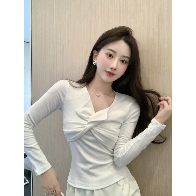 Tシャツ シャツ オータムウィンターVネックスリムトップス ロング 秋物 冬物 ガールズファッション36261349971