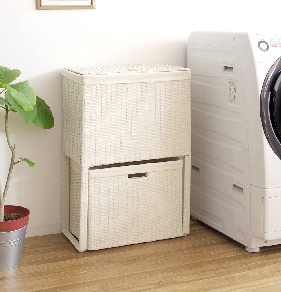 ラタンランドリーボックス チェスト 洗濯かご バスケット ラック 2701