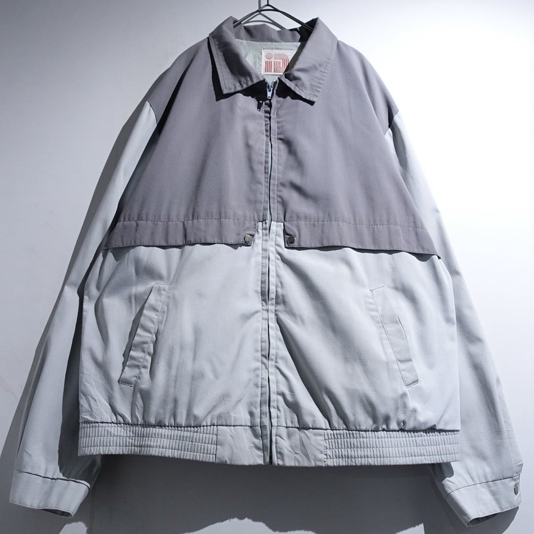 80s “Rice Sportswear”Gray Two-Tone Switching Design Zip Blouson