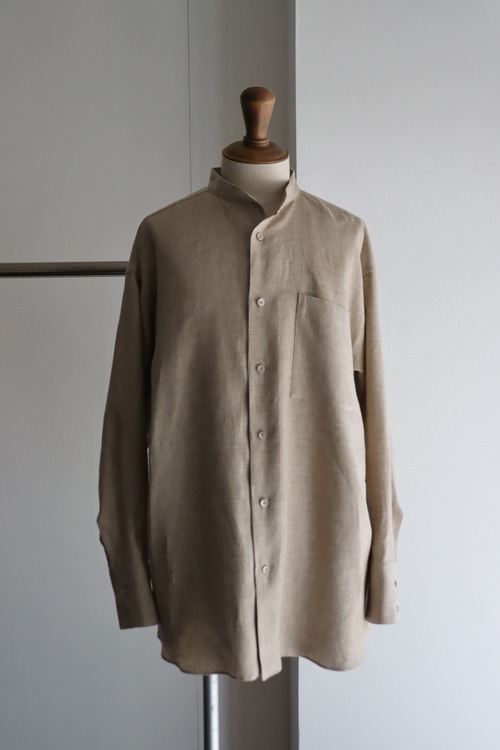 POSTELEGANT " Linen Silk Shirt ( Heather Beige)"
