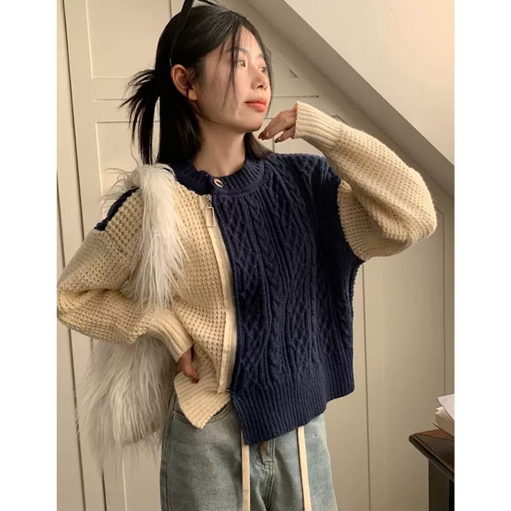 【ZARA】コントラストカラー ニットカーディガン