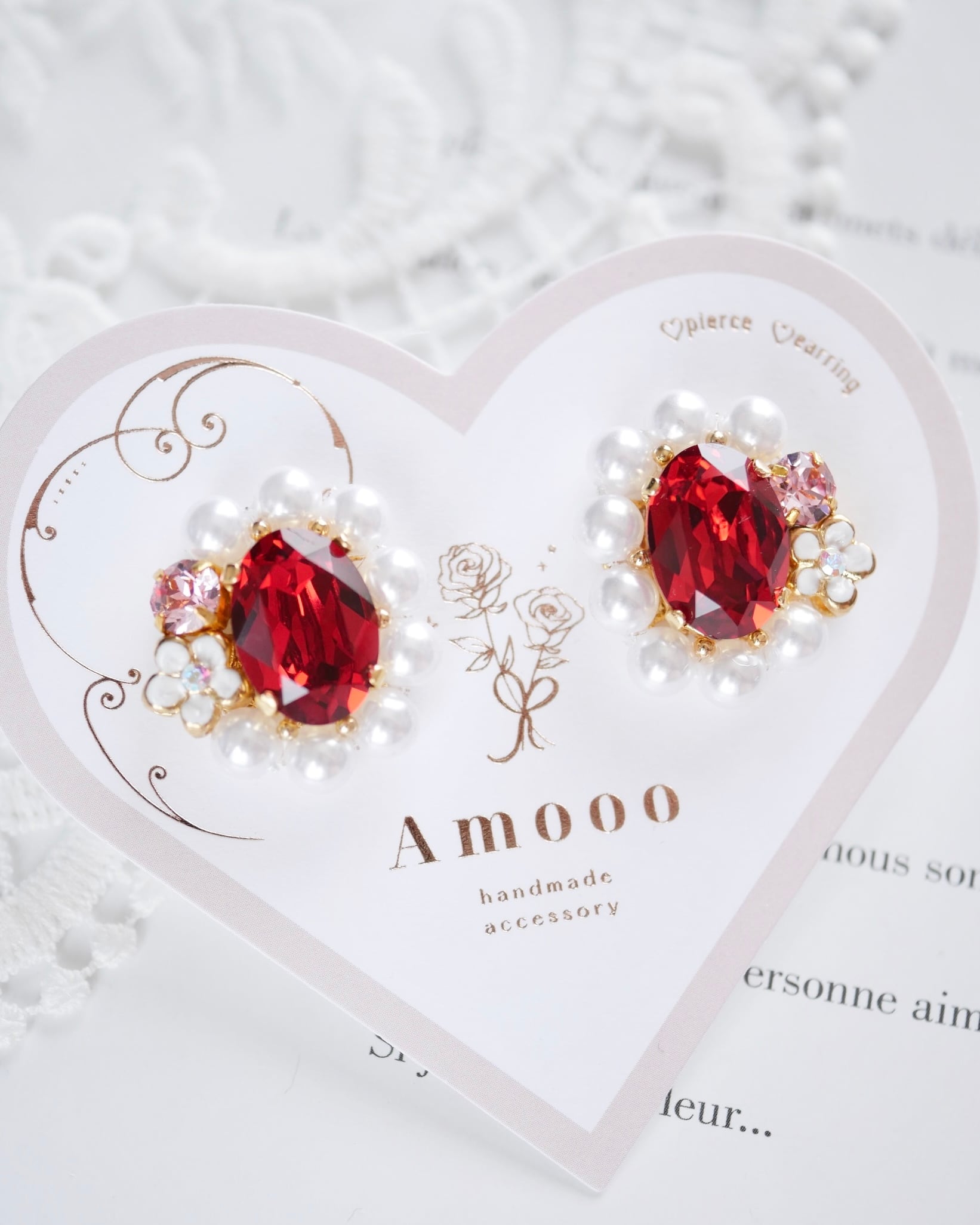 772 クリスタルパールオーバルビジューピアス/イヤリング | Amooo