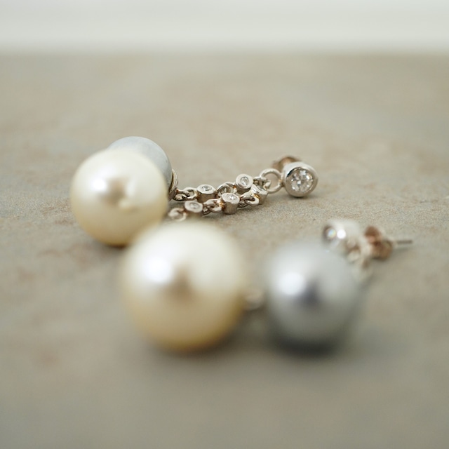 【FRENCH ANTIQUE】SW PEARLS DROP PIERCES