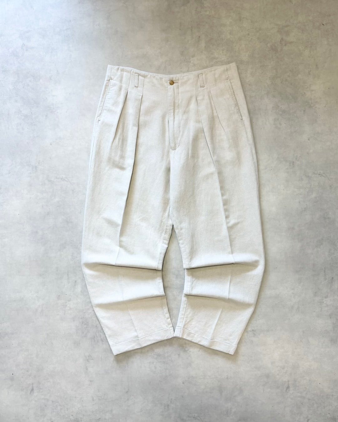 【VINTAGE】1990’s “BRITCHES GREAT OUTDOORS” Cotton Linen Two Tuck Slacks W36 L31
