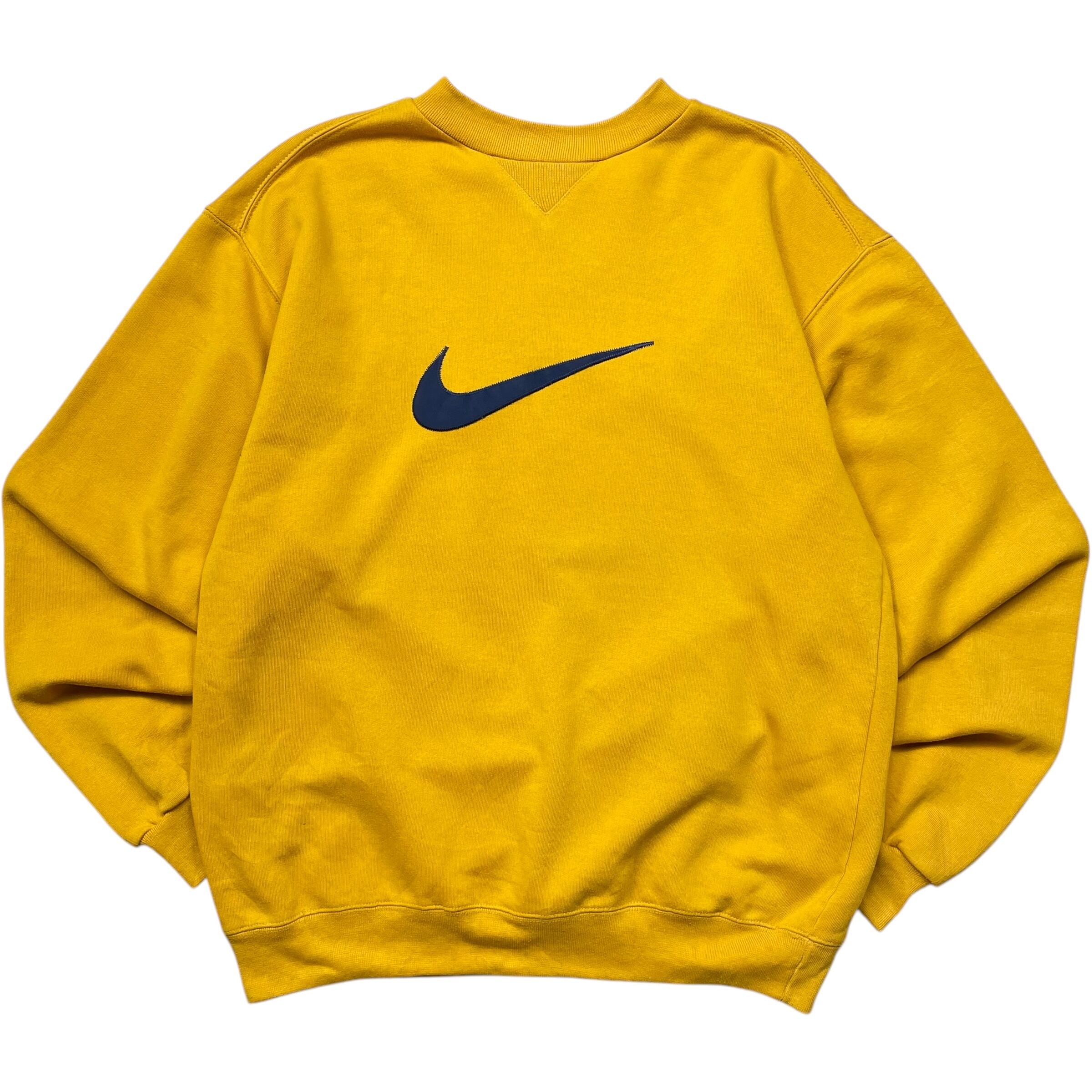 《S》 NIKE ナイキ スウェット ロゴ 前V イエロー 90年代 vintage no.5516