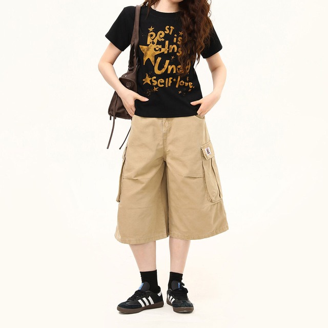 スターレタリンググラフィックプリントTシャツ 1col R02436