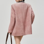 オープンカラー ダブルブレストピンクジャケット H0056