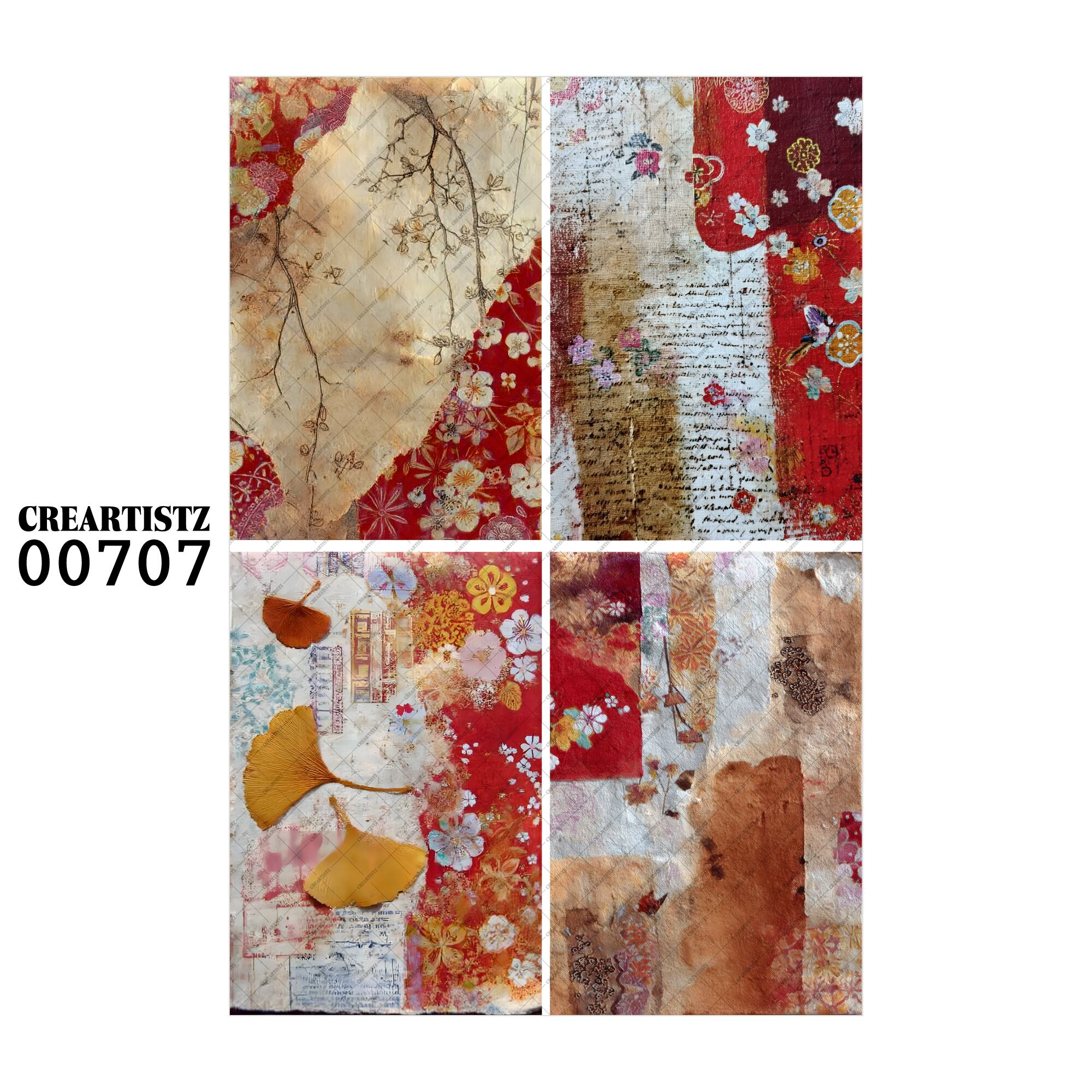 00707 背景 コラージュ素材 オリジナル 12枚セット (4種類×3枚) ペーパー/ステッカー CREARTISTZ