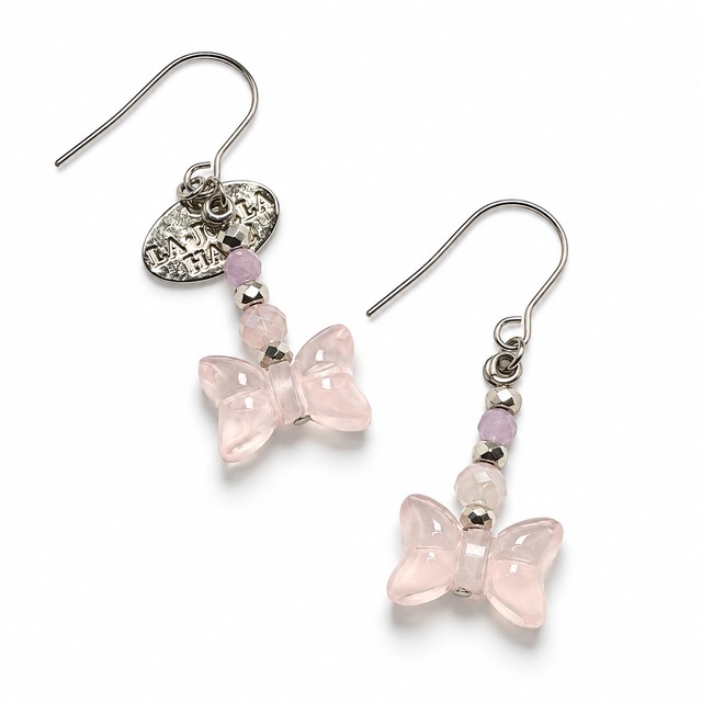 【Blooming Pink Roses】ローズクォーツ×クンツァイト ピアス