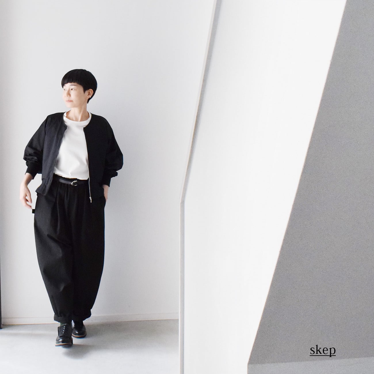 skep ショートブルゾン　黒 羽織もの | skep-online shop