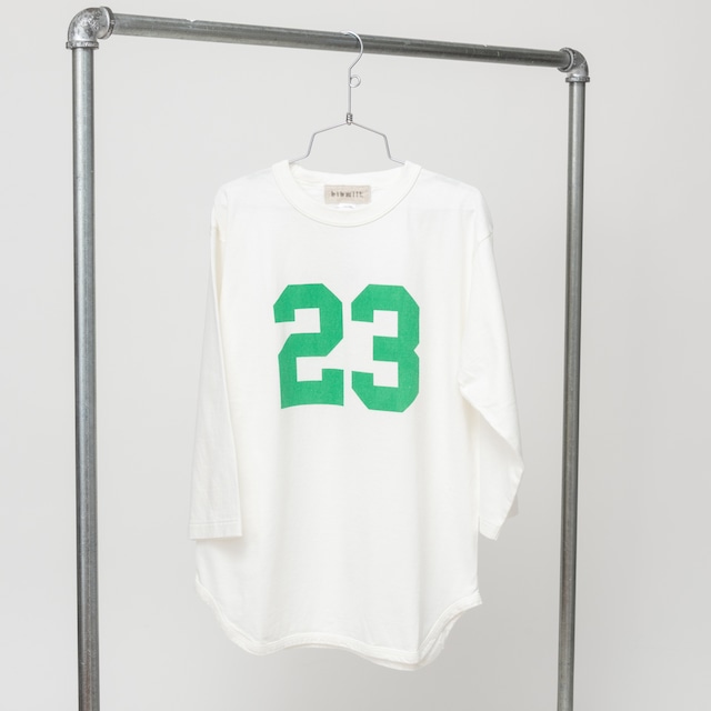 ［bibmilk］3/4スリーブベースボールTシャツ #23 レディス｜オフホワイト