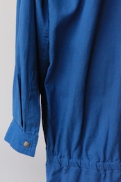 Vuokko cobalt blue cotton snap button shirt dress