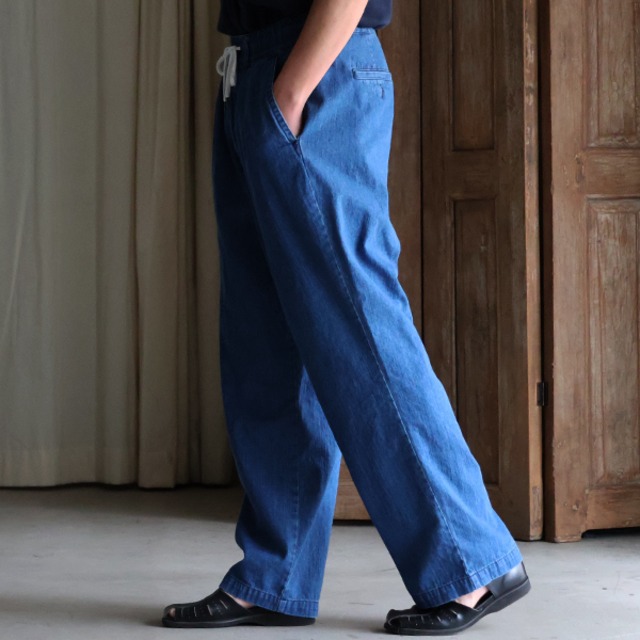 備後」 8oz Denim Vintage Wash 2 Tuck Wide Tapered Easy Pants 