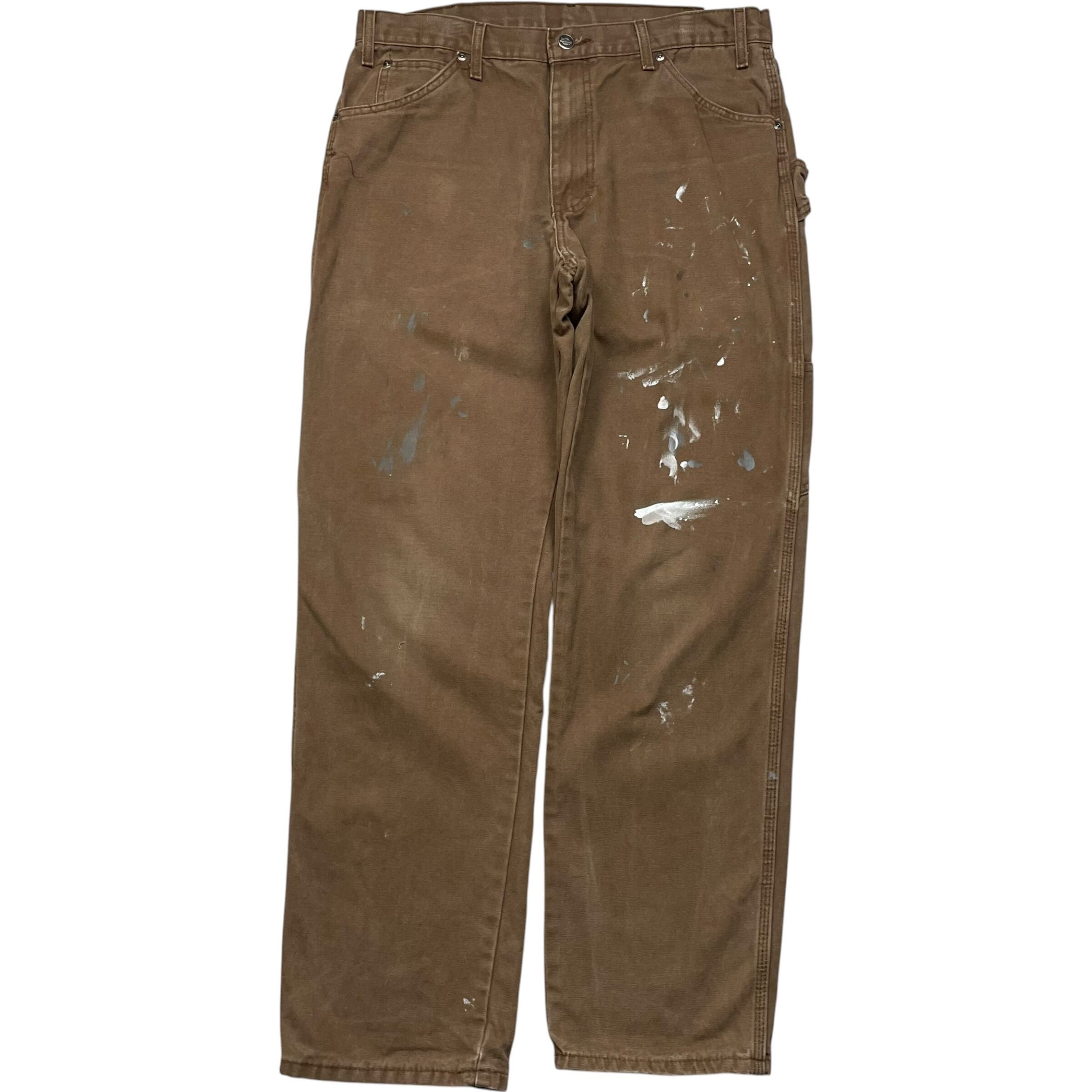 《実寸W34 L31》 Dickies ディッキーズ ペインターパンツ ワークパンツ ブラウン ペイント フェード no.10271
