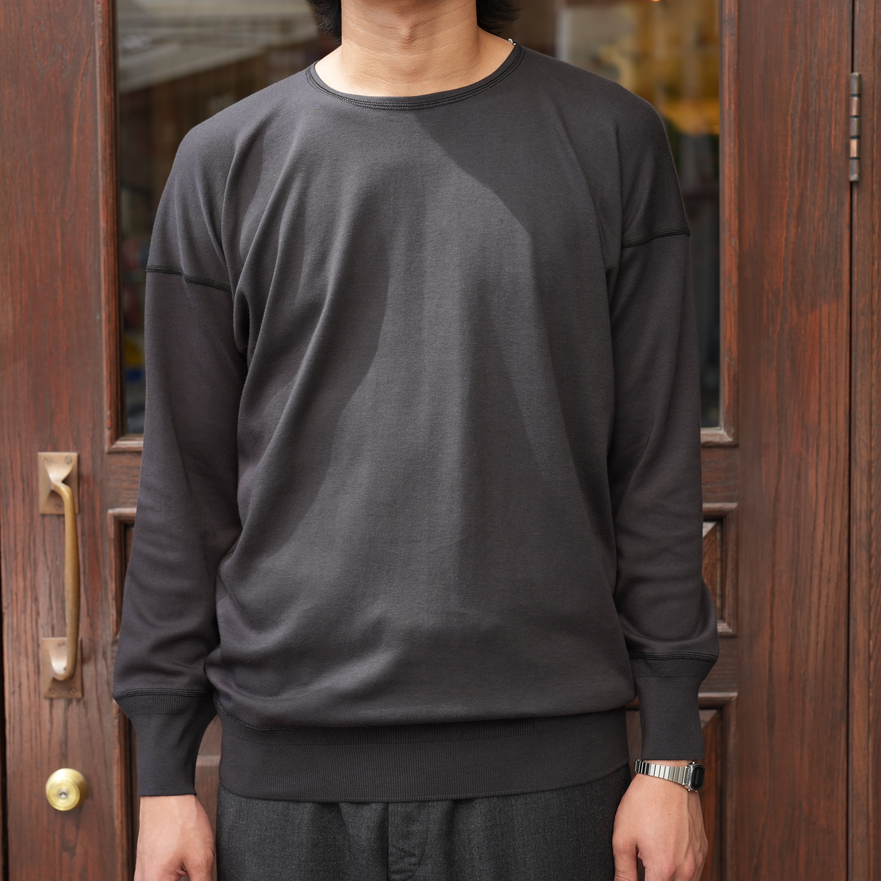 Olde Homesteader (オールドホームステッダー)"Crew Neck Longsleeve / Interlock" -OLDE WORKER'S BLACK-