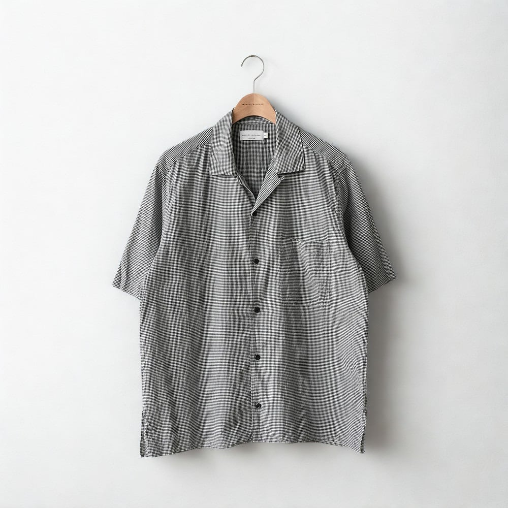 manual alphabet/C/SILK GINGHAM S/S OPEN COLLAR SHT | coper