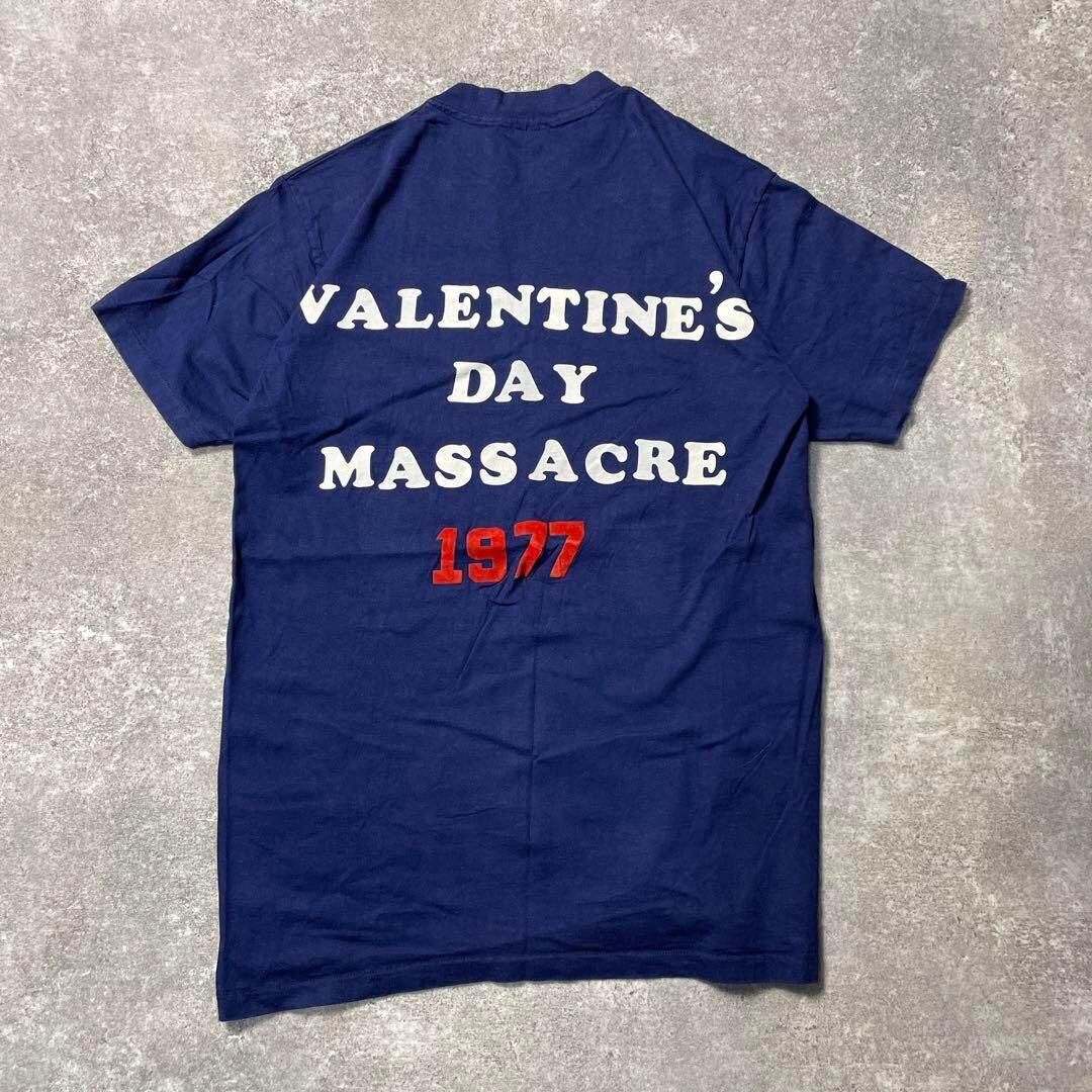 70s vintage メッセージTシャツ シングルステッチ 紺色