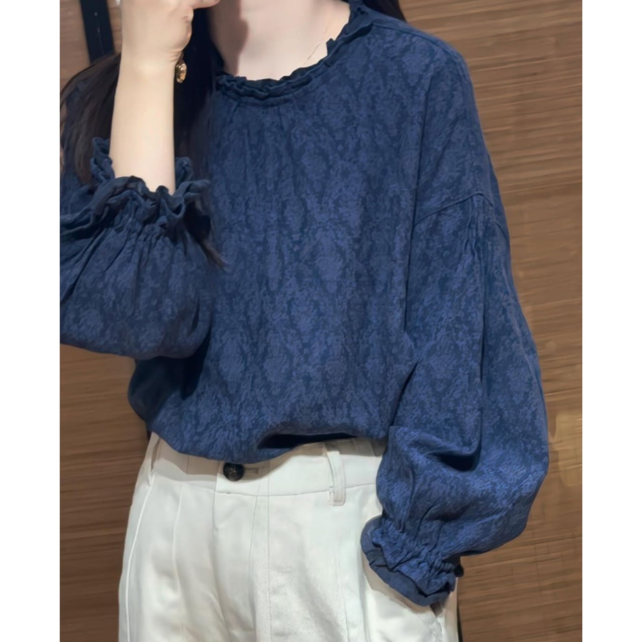 ラウンドネック バルーンスリーブ ブラウス Ln00126