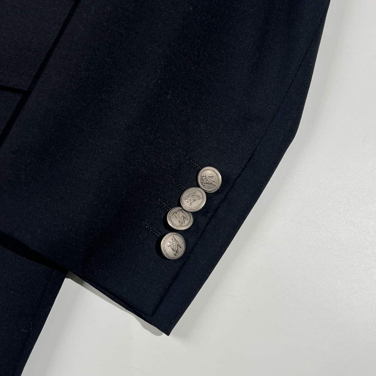 BURBERRY LONDON バーバリー 銀ボタン 背抜き ダブル テーラードジャケット 96-86-170 AB5/ネイビー ブラック メンズ