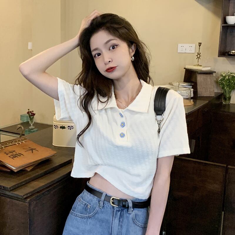 シャツ ショートTシャツ サマーハイウェストウェストトップス 夏物 試着室37618117544