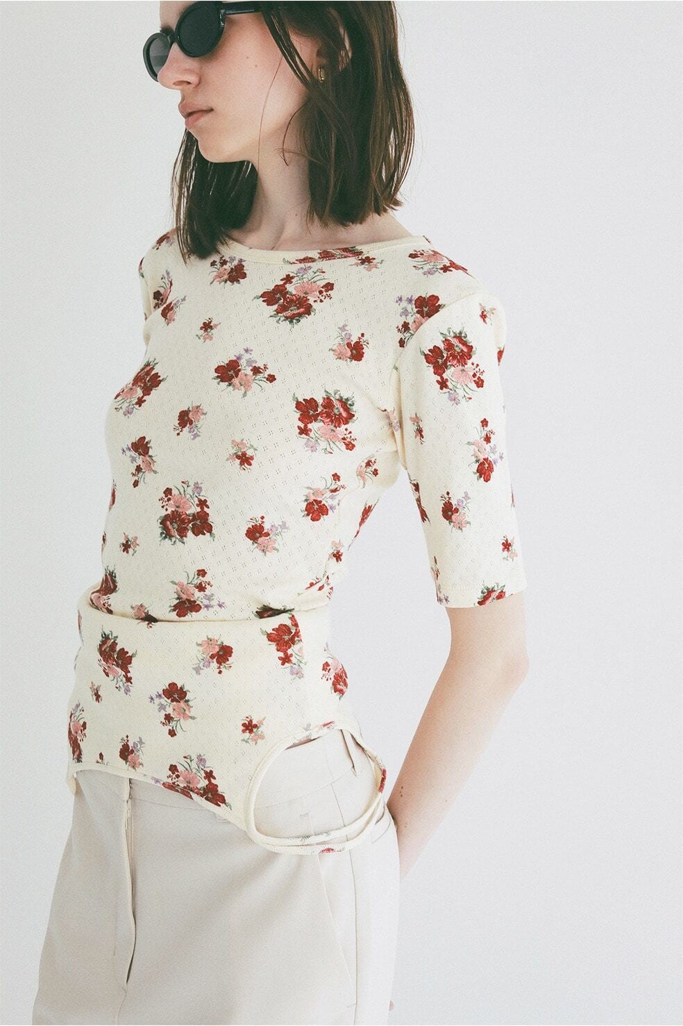 CLANE(クラネ) BACK OPEN FLOWER TOPS | サウスオレンジ｜メンズ