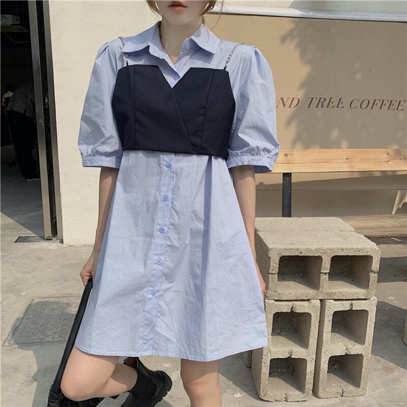 ブルーシャツ レディースルーズサマー薄手トップス 夏物 ブラックストロベリース73661505744