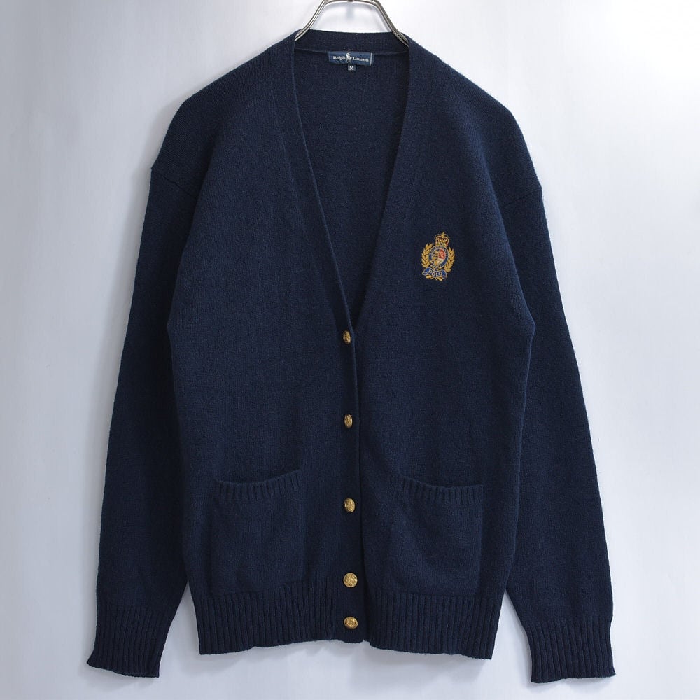 90s～ Ralph Lauren ラルフローレン エンブレム ロゴ刺繍 ウールニット