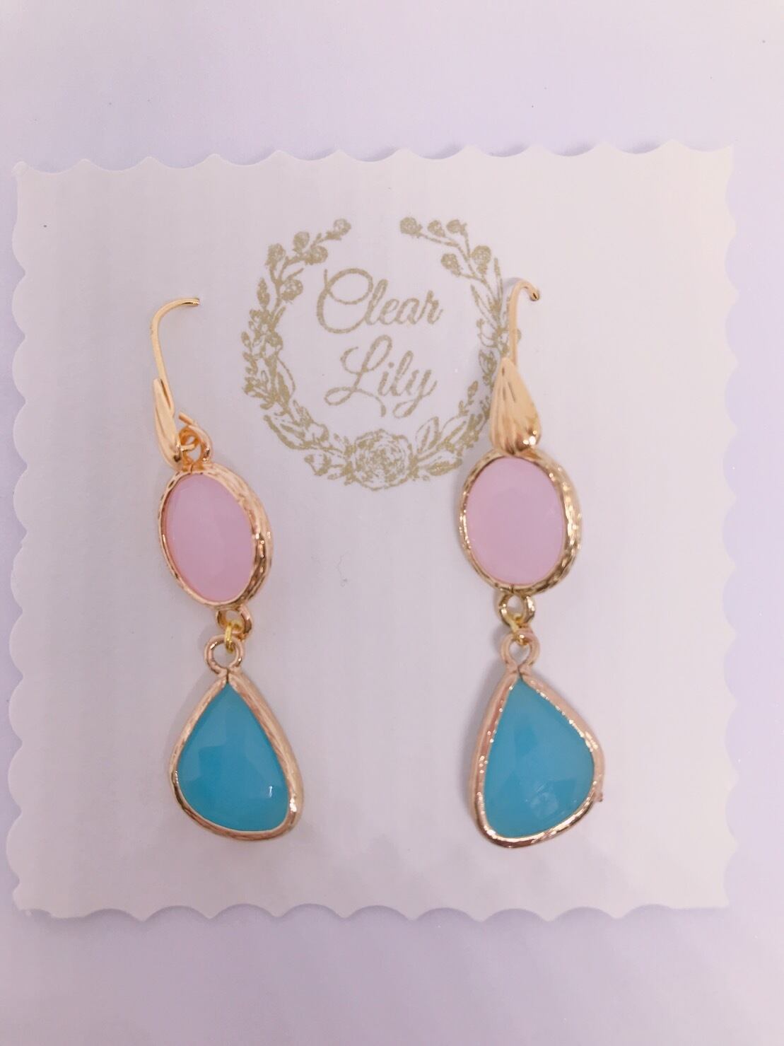 pink and blue pastelcolor pierced earrings♡ピンクとブルーの