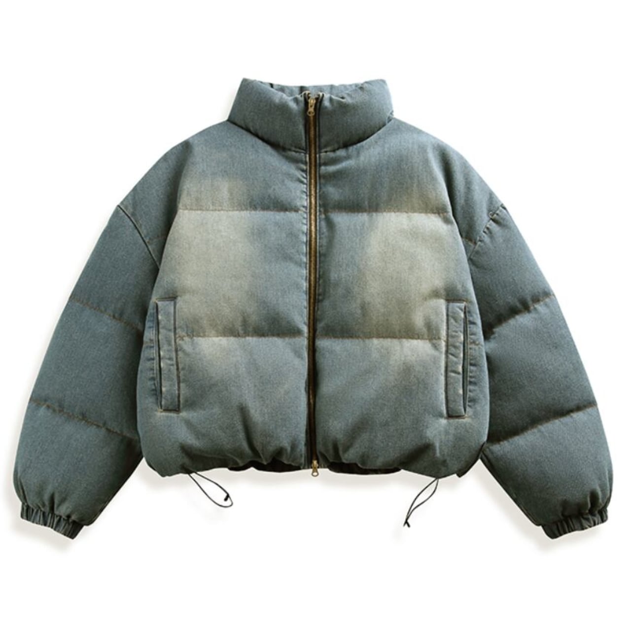 Washed fake denim down jacket 0005