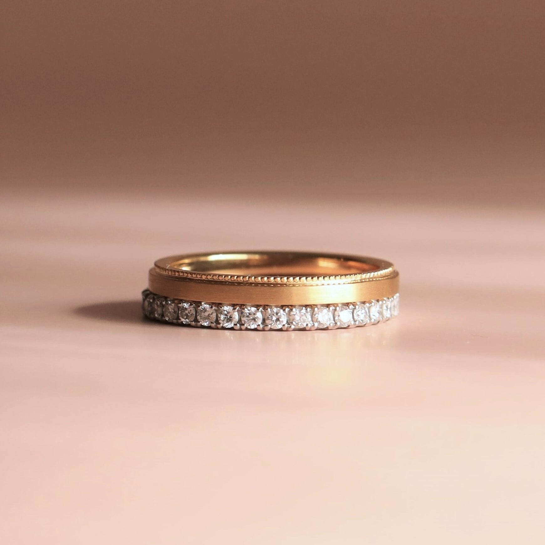 17号✨約2.36g❣️マット処理✨k18YG全周デザインリングミルグレイン 17号✨約2.36g❣️マット処理✨k18YG全周デザインリングミルグレイン