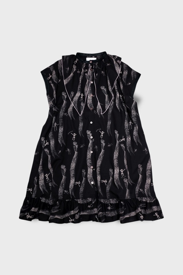 〈 michirico 25SS 〉 My dear Mexico TEX dress "ワンピース" / ブラック / L (115-130)〜XXL (140-150)