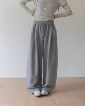Pocketed Wide Full Length Easy Pants L0026