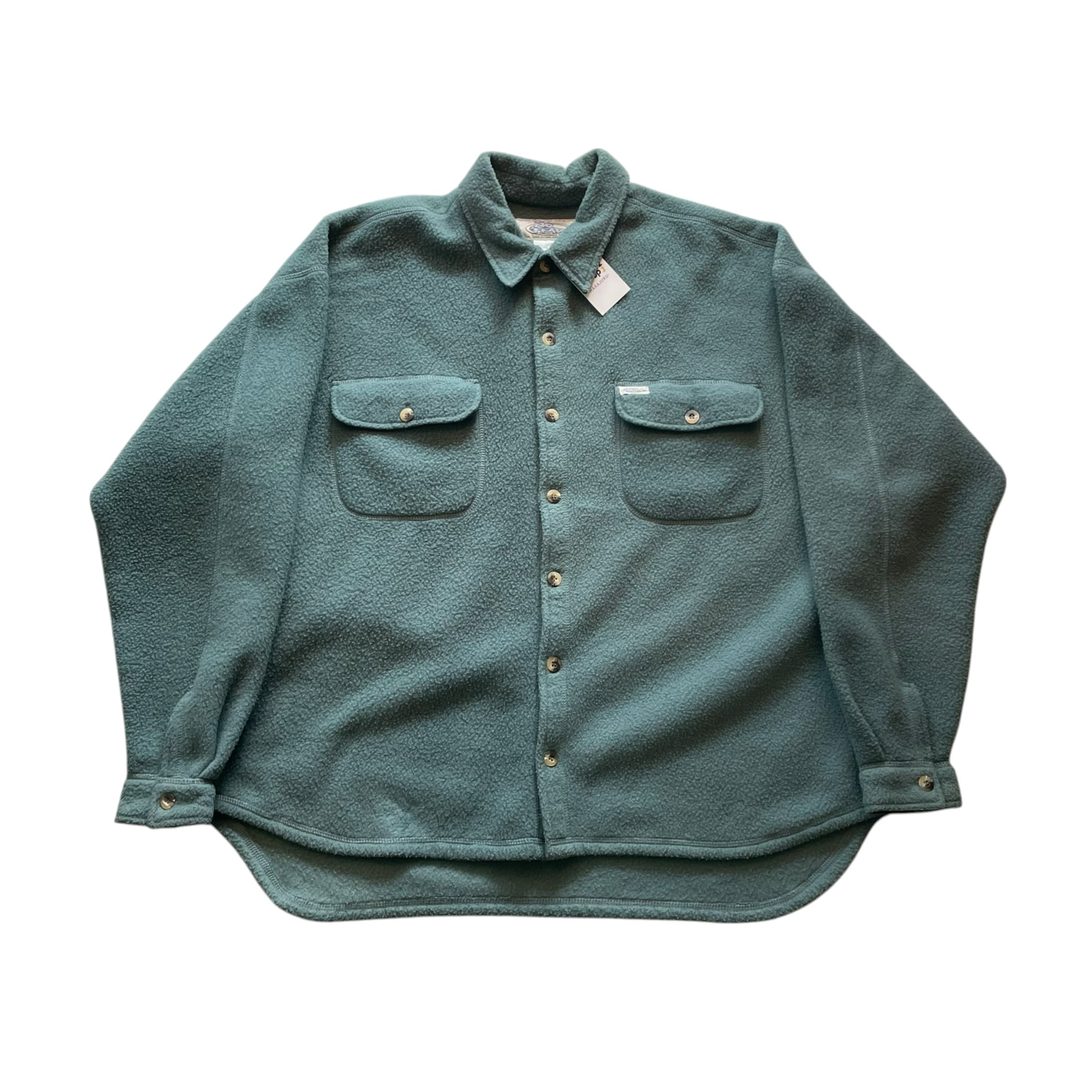 90s~ NO FEAR "fleece" L/S shirt jacket "smoky green"