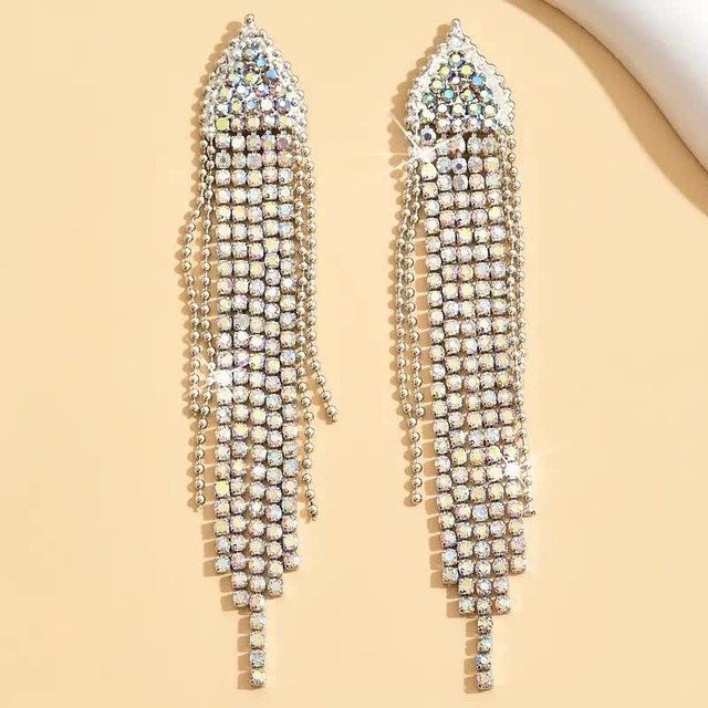 ゴールデンタッセルラインストーンピアス　ac-p1