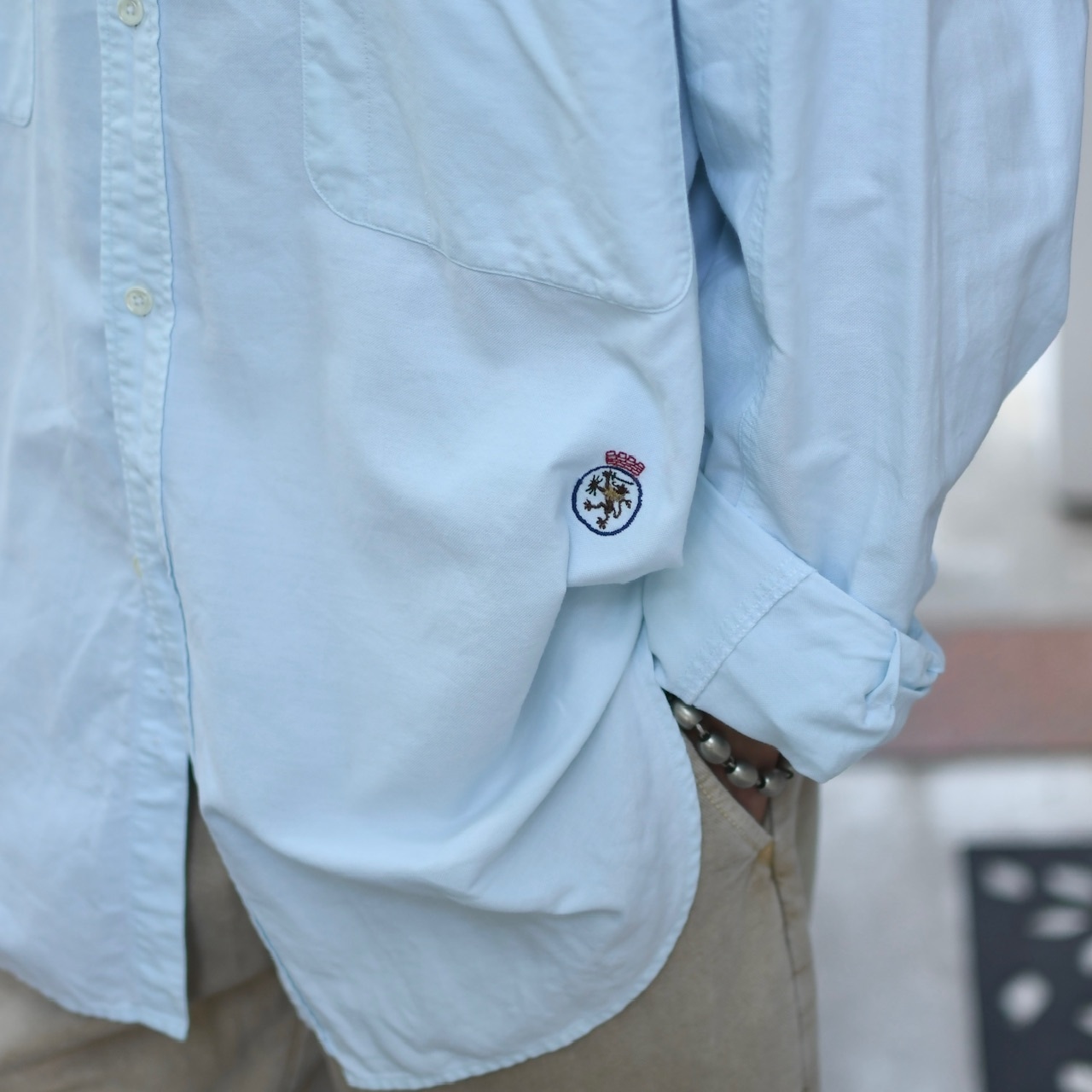 TOMMY HILFIGER 3点留め button down shirt light blue