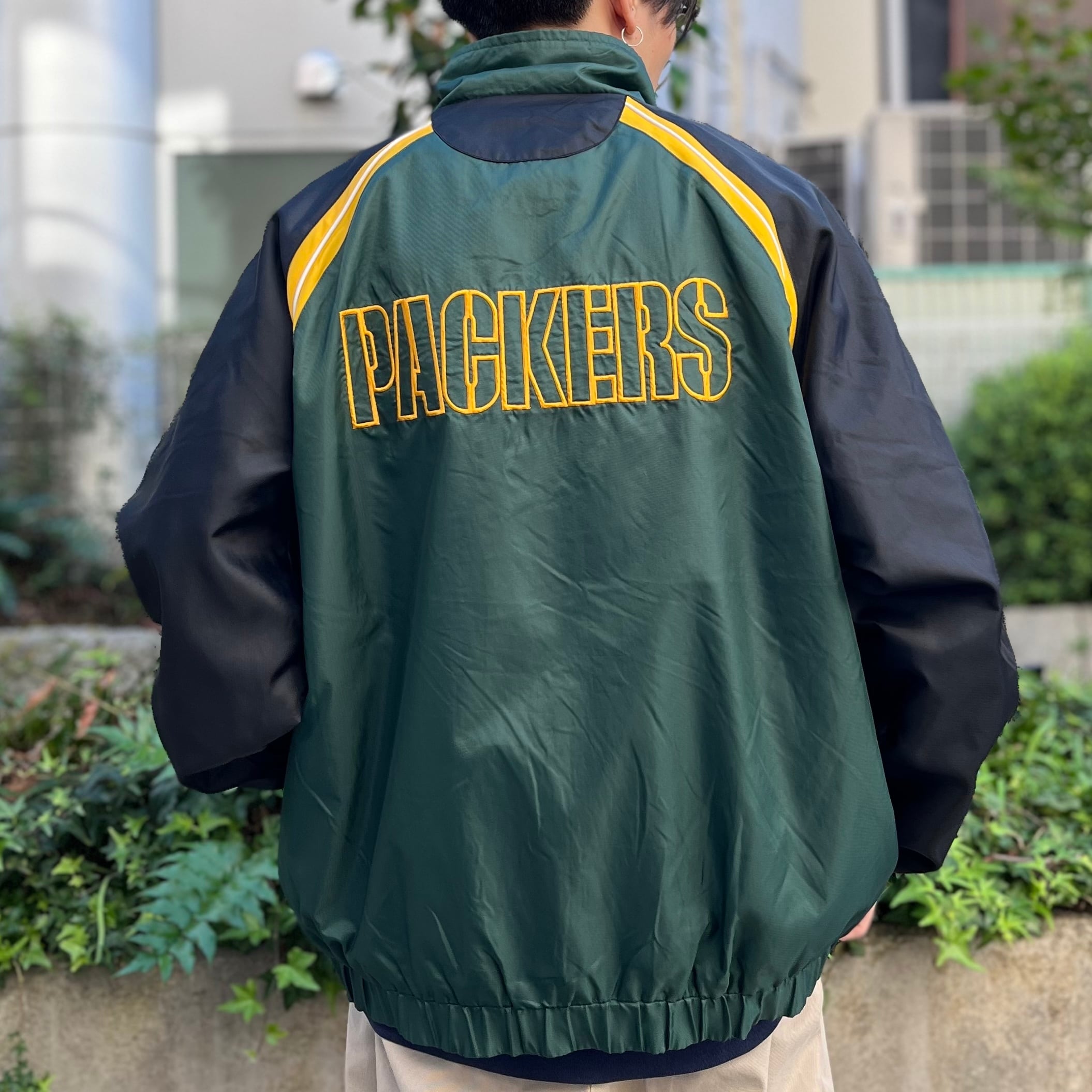 size:XL Packers パッカーズ ナイロンジャケット NFL 緑 古着 古着