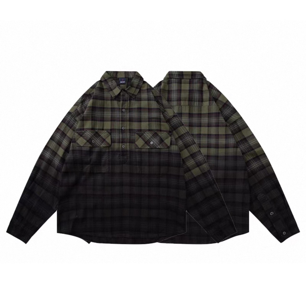 Gradient plaid oversized shirt 1305 - 3