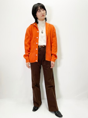 60's Vintage Orange Wool Cardigan  Made In Austria