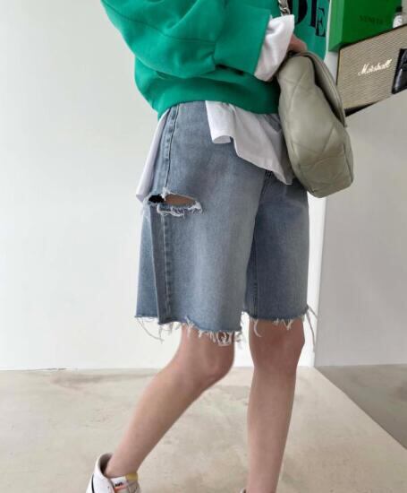新作 レディース ボトムス ズボン パンツ デニム ショーツ ダメージ加工