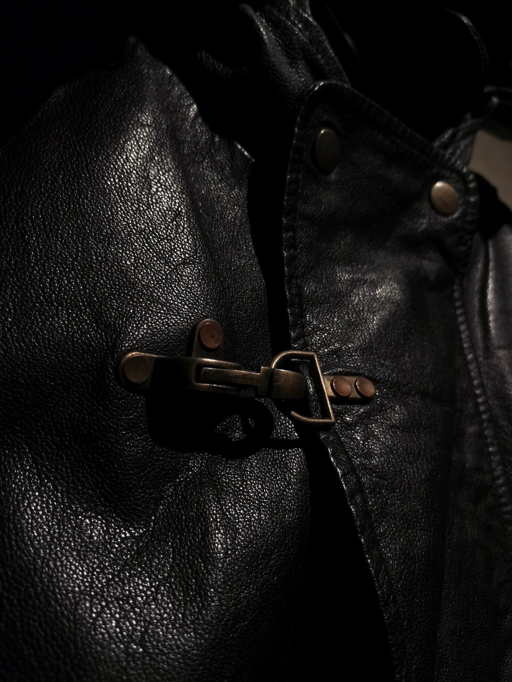 Caka】Hooded Detachable Gimmick Vintage Loose Fireman Leather 