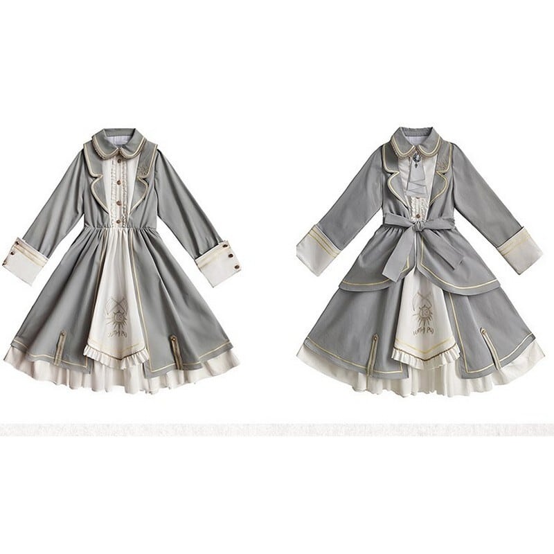 騎士風 ロリィタ 蝶ネクタイ 着脱式 スプリング 3点セット ワンピース A0028 Pretty Cute